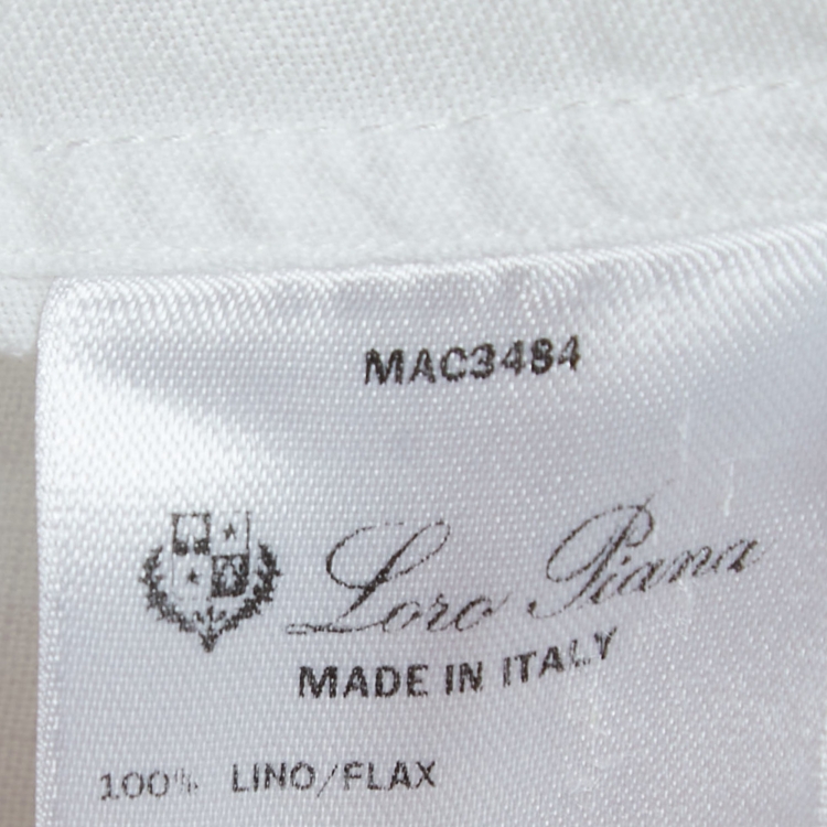 Pre Owned Loro Piana White Linen Button Front Shirt XL