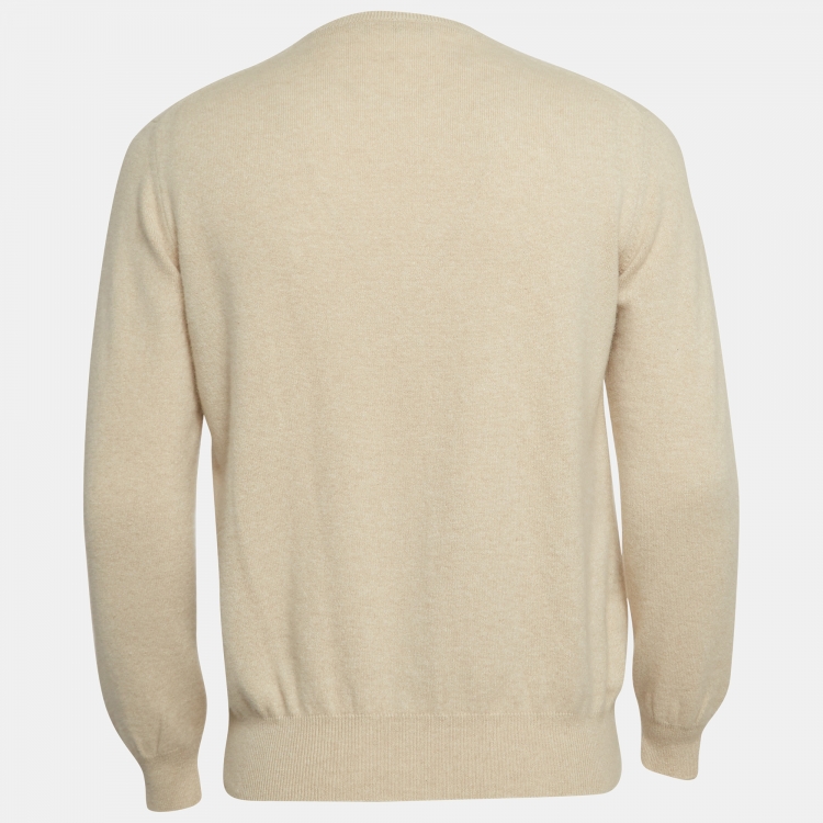 Pre Owned Loro Piana Beige Cashmere Crew Neck Sweatshirt L