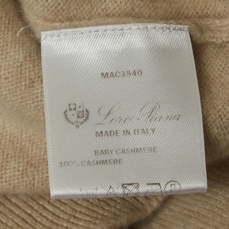 Pre Owned Loro Piana Beige Cashmere Crew Neck Sweatshirt L