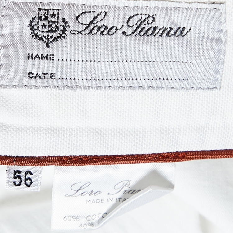 Pre Owned Loro Piana White Cotton & Line Shorts 3XL