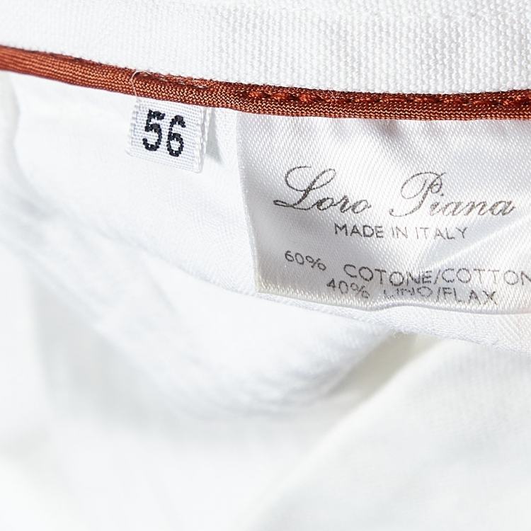 Pre Owned Loro Piana White Cotton & Line Shorts 3XL