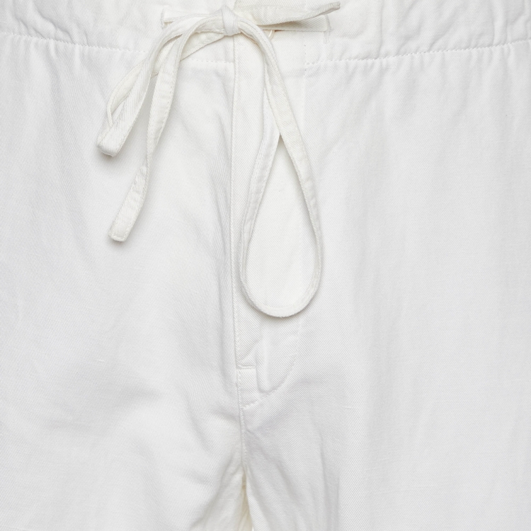 Pre Owned Loro Piana White Cotton & Linen Tapered Trousers XXL