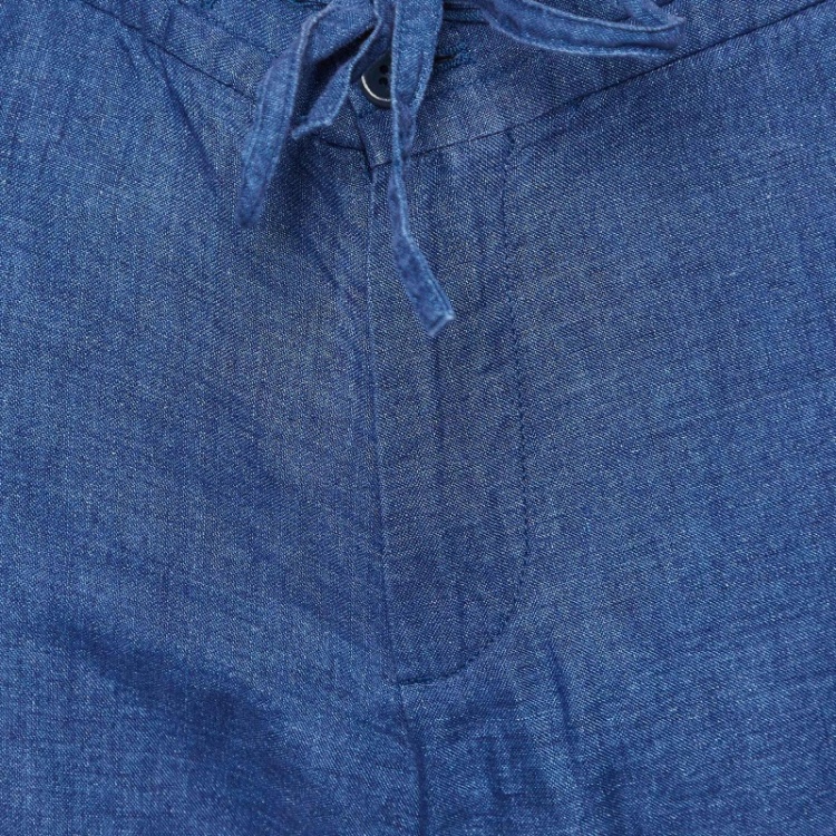 Pre Owned Loro Piana Blue Linen Tapered Trousers S