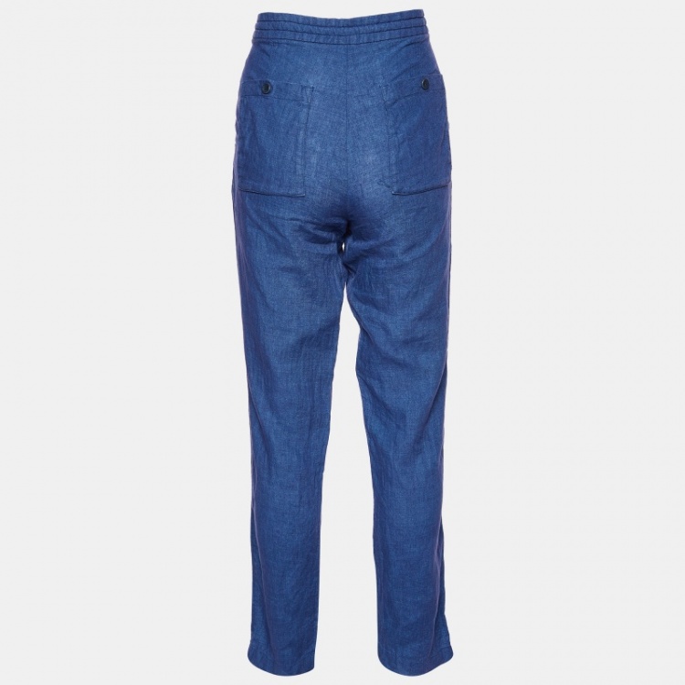 Pre Owned Loro Piana Blue Linen Tapered Trousers S