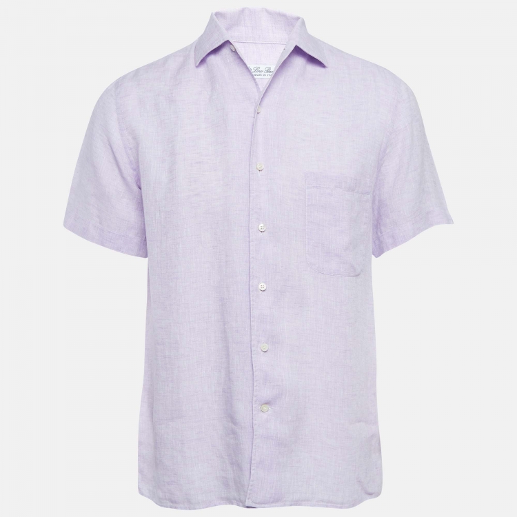 Pre Owned Loro Piana Lavender Linen Short Sleeve Shirt S