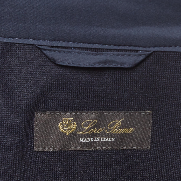 Pre Owned Loro Piana Navy Blue Synthetic Windmate Traveller Jacket L
