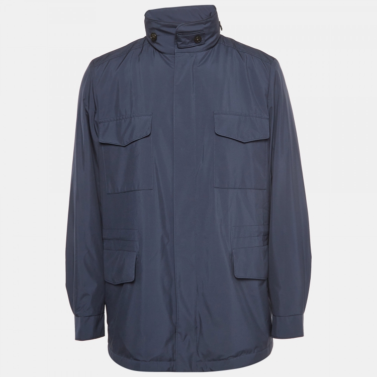 Pre Owned Loro Piana Navy Blue Synthetic Windmate Traveller Jacket L
