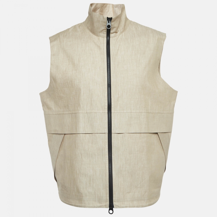 Pre Owned Loro Piana Beige Linen Zip-Up Miki Vest L