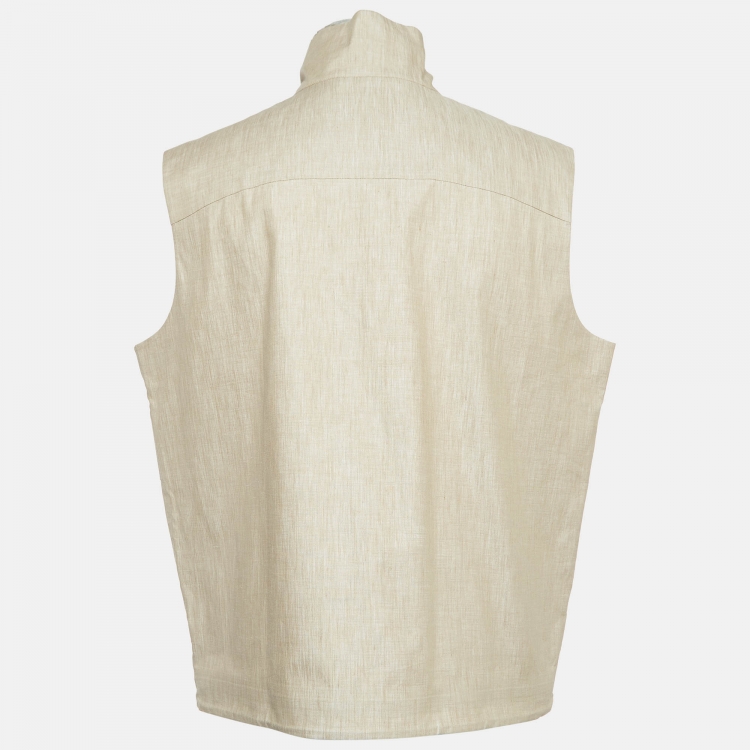 Pre Owned Loro Piana Beige Linen Zip-Up Miki Vest L