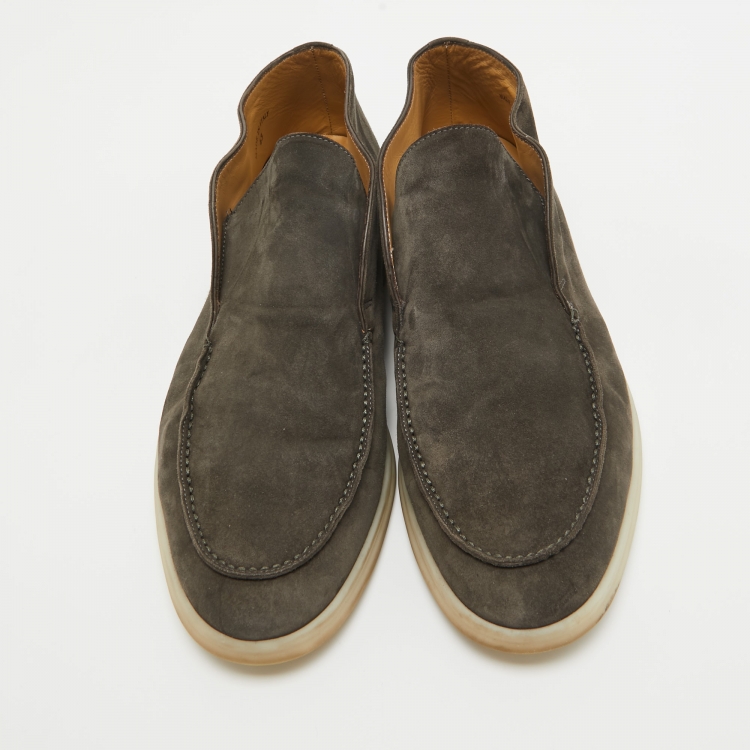 Pre Owned Loro Piana Grey Suede Open Walk Boots Size 43