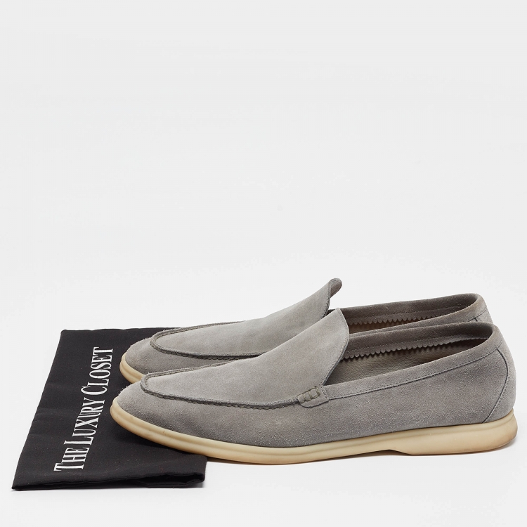 Pre Owned Loro Piana Grey Suede Summer Walk Loafers Size 45