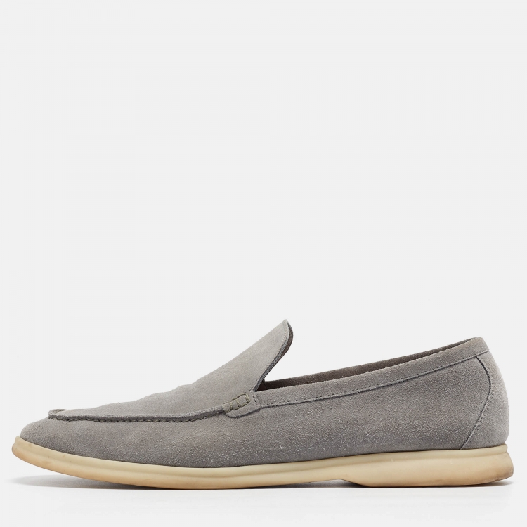 Pre Owned Loro Piana Grey Suede Summer Walk Loafers Size 45