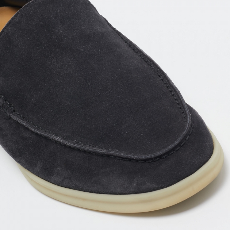 Pre Owned Loro Piana Dark Grey Suede Summer Walk Loafers  Size 42.5