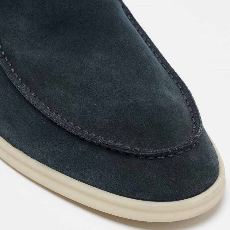Pre Owned .Loro Piana Green Suede Summer Walk Loafers  Size 45.5
