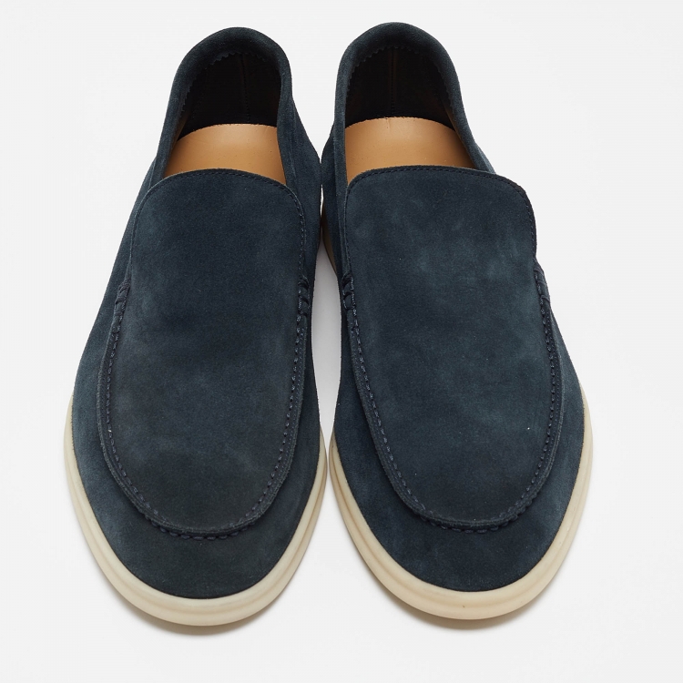 Pre Owned .Loro Piana Green Suede Summer Walk Loafers  Size 45.5