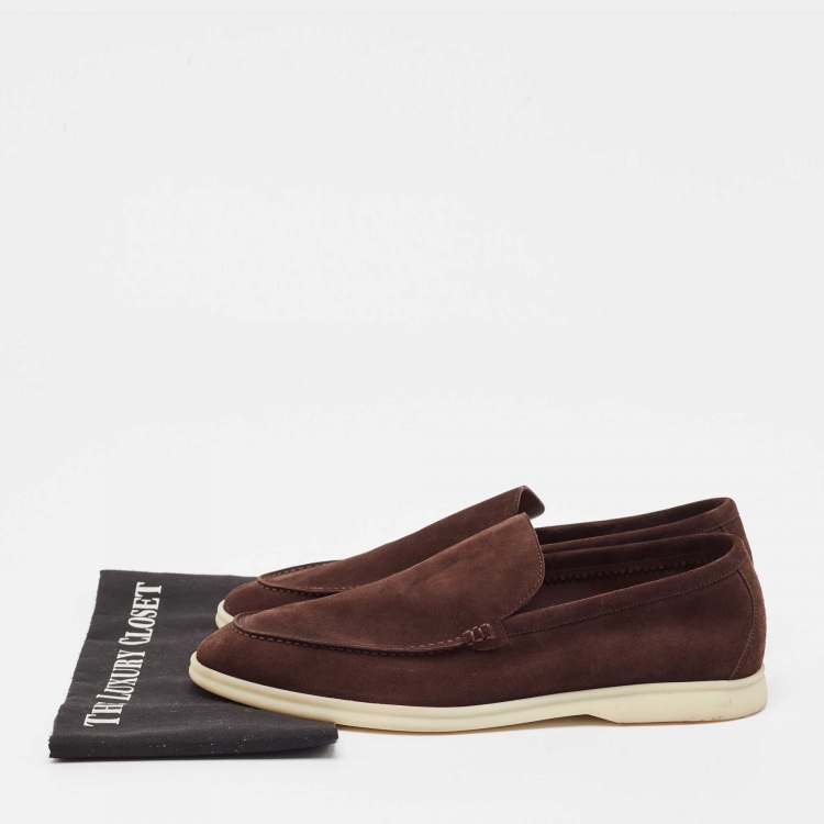 Pre Owned Loro Piana Brown Suede Summer Walk Loafers  Size 45.5