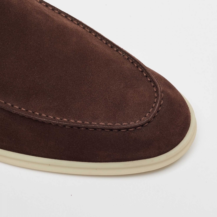 Pre Owned Loro Piana Brown Suede Summer Walk Loafers  Size 45.5