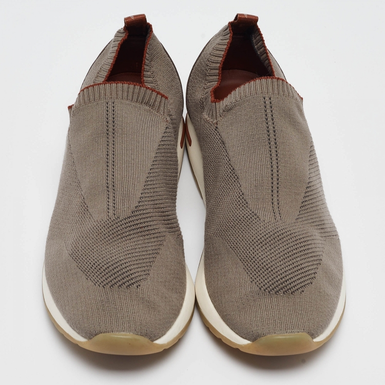 Pre Owned Loro Piana Grey Knit Fabric 360 Lp Flexy Walker Sneakers Size 42