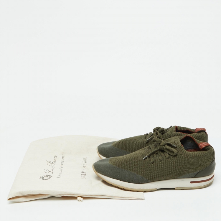 Pre Owned Loro Piana Green Knit Fabric 360 LP Flexy Walk Sneakers Size 41