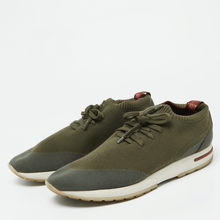 Pre Owned Loro Piana Green Knit Fabric 360 LP Flexy Walk Sneakers Size 41