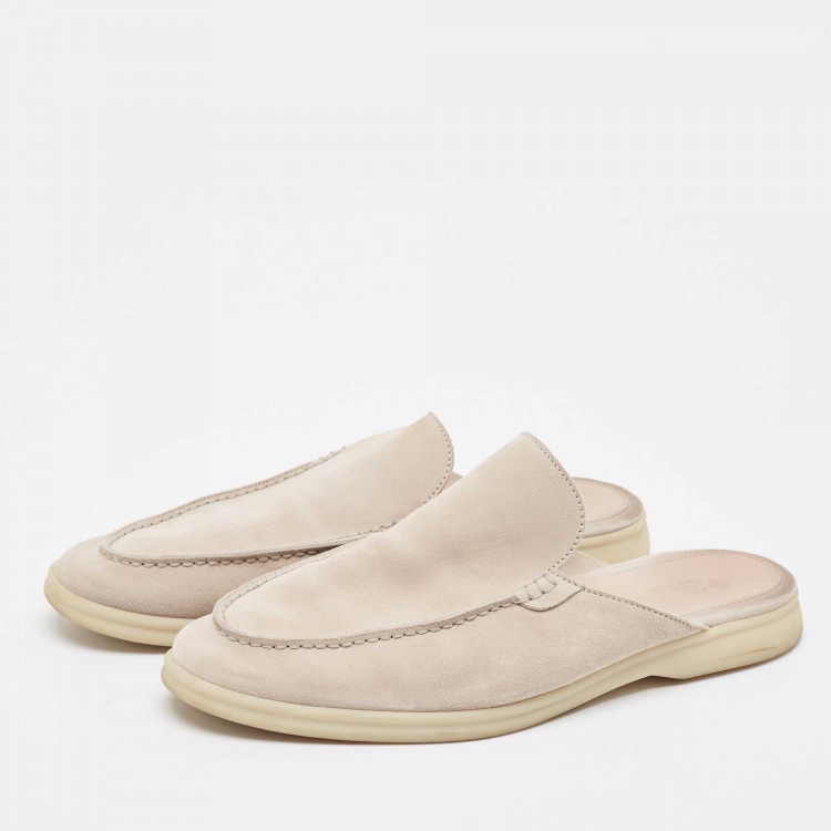 Pre Owned Loro Piana Beige Suede Babouche Walk Mules Size 42