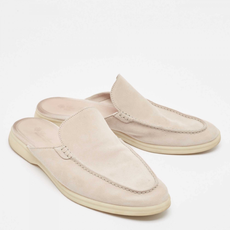 Pre Owned Loro Piana Beige Suede Babouche Walk Mules Size 42