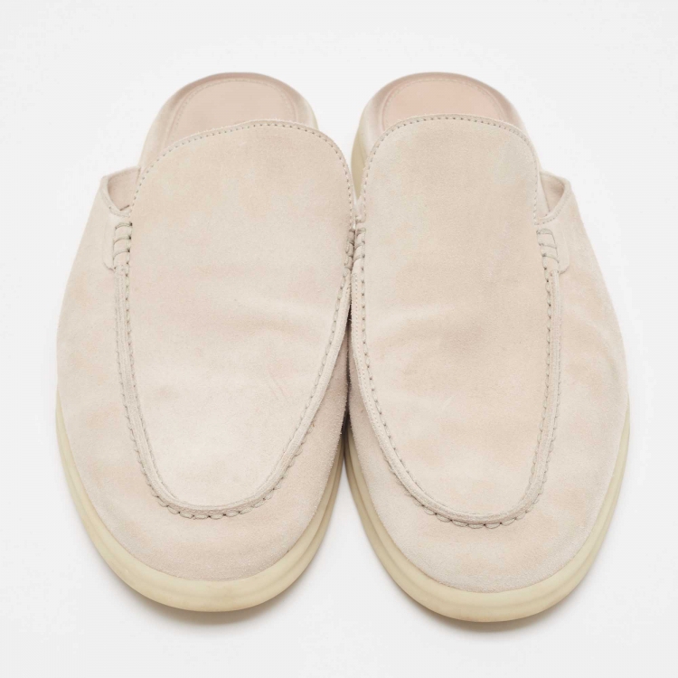 Pre Owned Loro Piana Beige Suede Babouche Walk Mules Size 42
