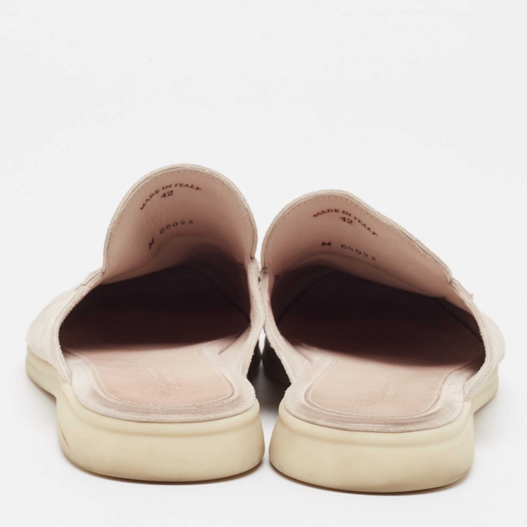 Pre Owned Loro Piana Beige Suede Babouche Walk Mules Size 42