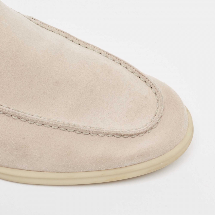 Pre Owned Loro Piana Beige Suede Babouche Walk Mules Size 42