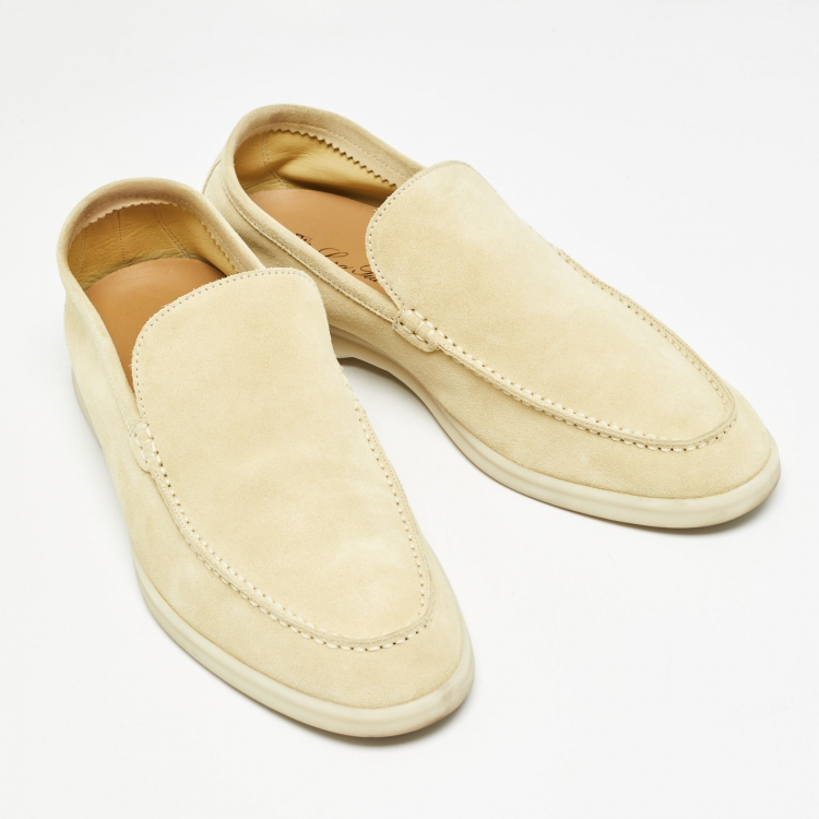 Pre Owned Loro Piana Limes Green Suede Summer Walk Loafers Size 42.5