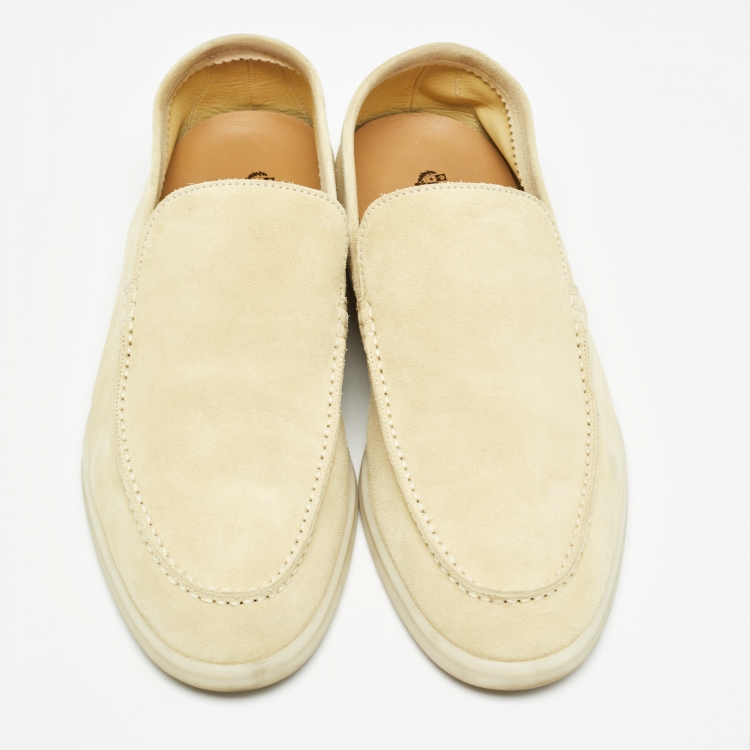 Pre Owned Loro Piana Limes Green Suede Summer Walk Loafers Size 42.5