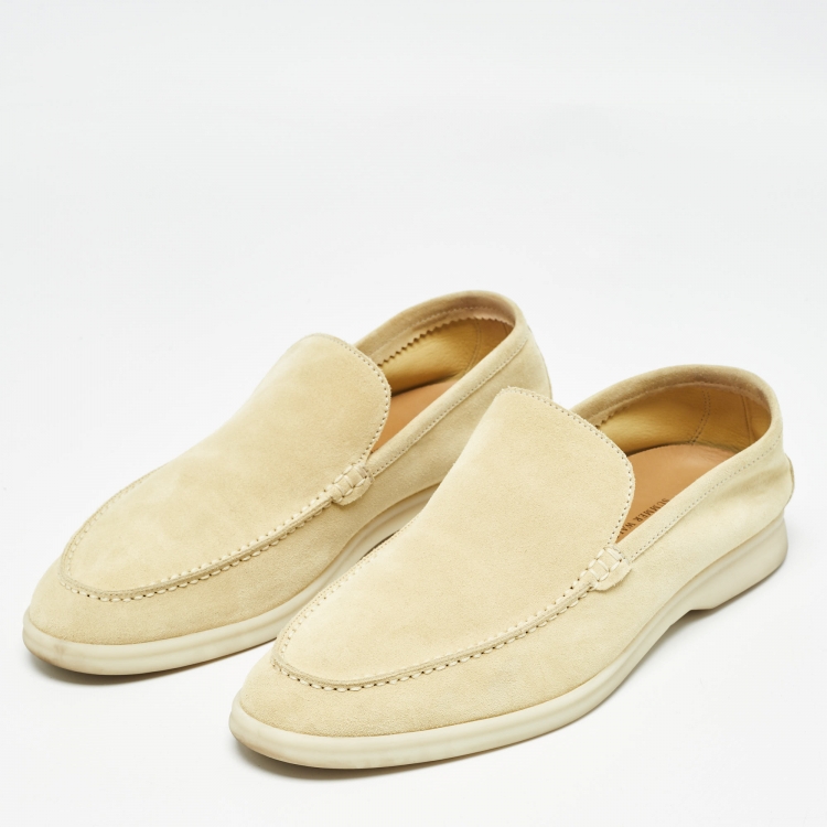 Pre Owned Loro Piana Limes Green Suede Summer Walk Loafers Size 42.5