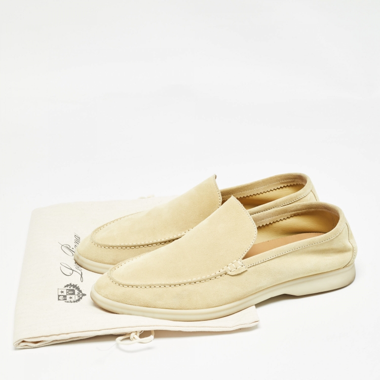 Pre Owned Loro Piana Limes Green Suede Summer Walk Loafers Size 42.5