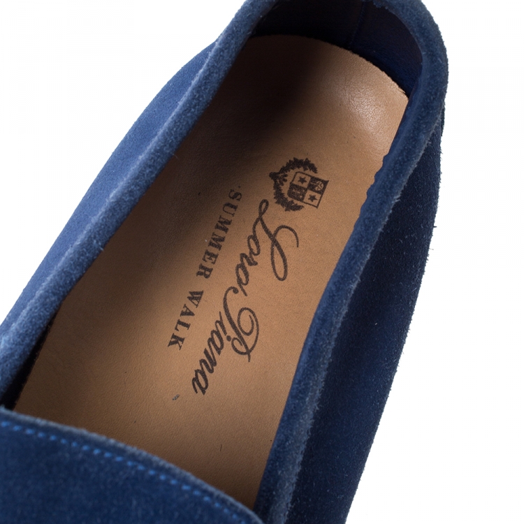 Pre Owned Loro Piana Blue Suede Slip On Loafers Size 45