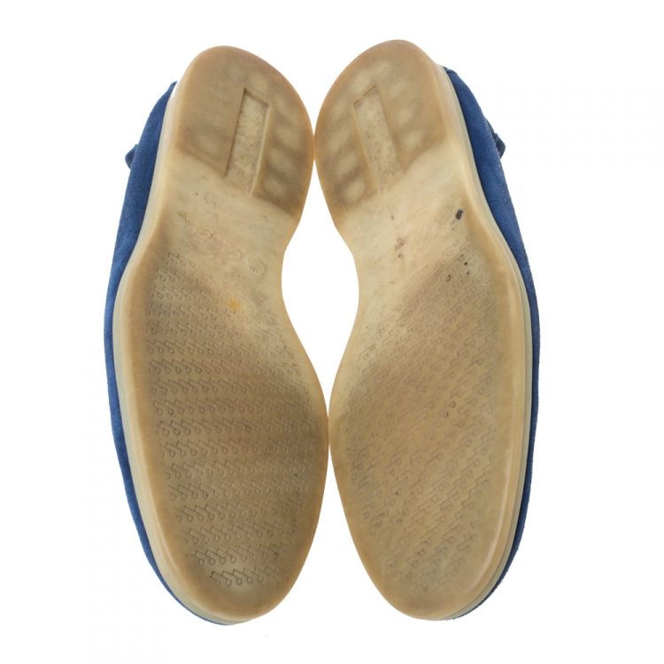 Pre Owned Loro Piana Blue Suede Slip On Loafers Size 45