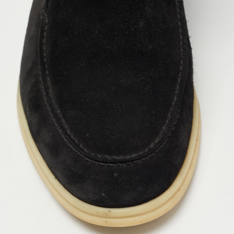 Pre Owned Loro Piana Black Suede Open Walk Ankle Boots Size 42.5