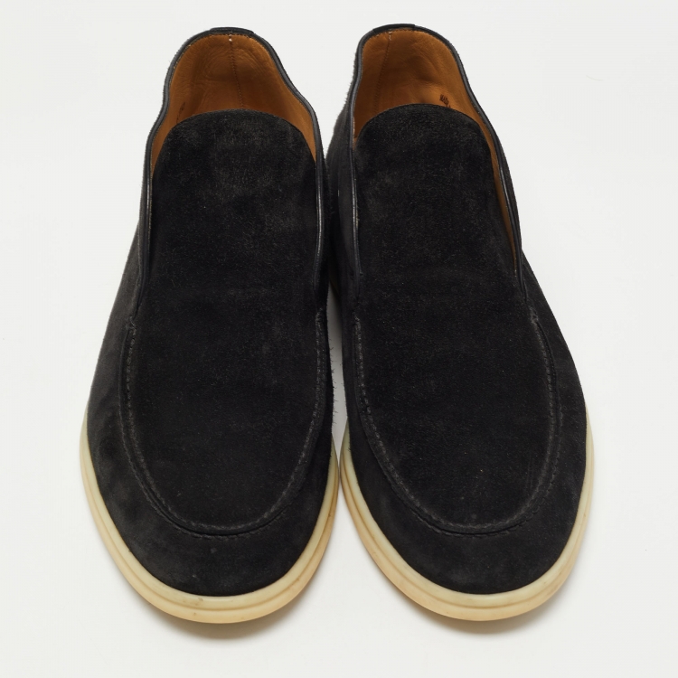 Pre Owned Loro Piana Black Suede Open Walk Ankle Boots Size 42.5