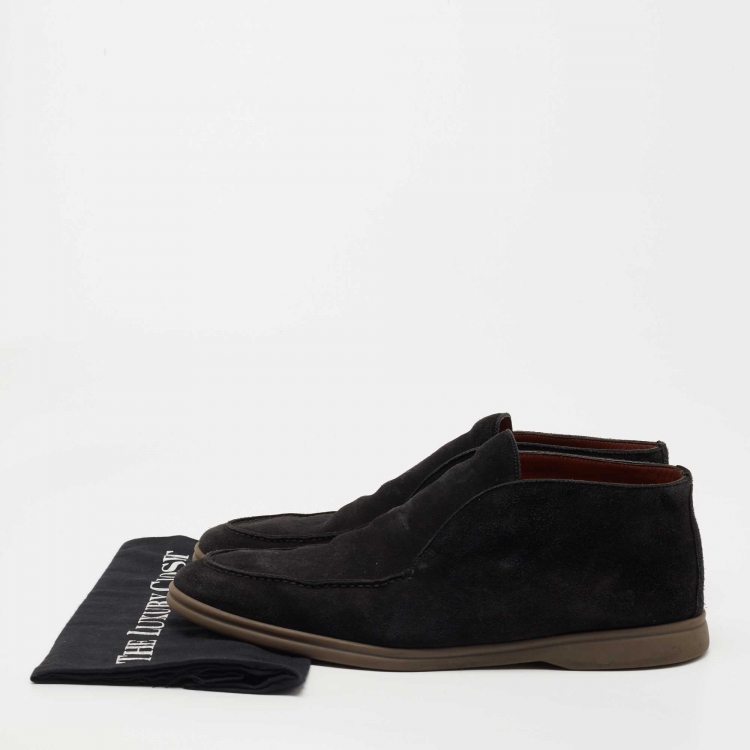 Pre Owned Loro Piana Black Suede Open Walk Ankle Boots Size 44