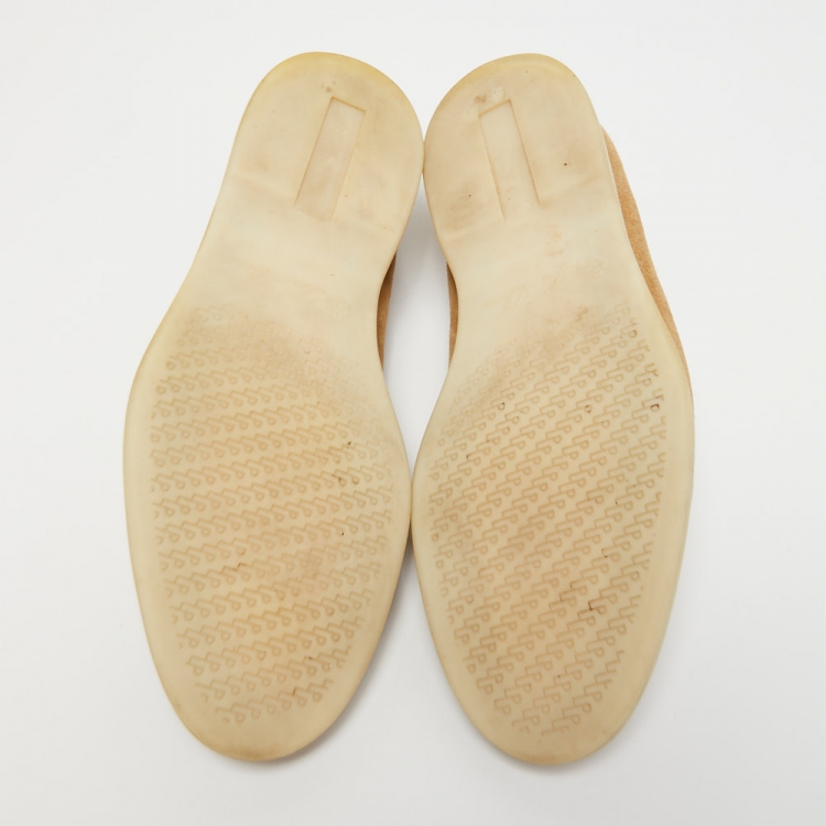 Pre Owned Loro Piana Beige Suede Summer Walk Loafers Size 41.5  
