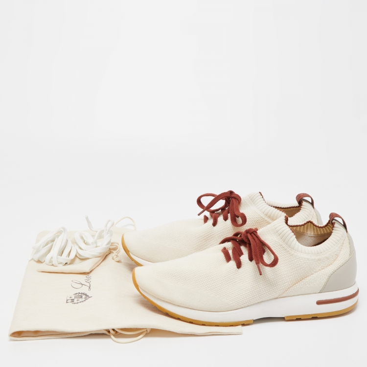 مملوكة مسبقًا Loro Piana Cream Knit Fabric 360 Flexy Walk Sneakers Size 41