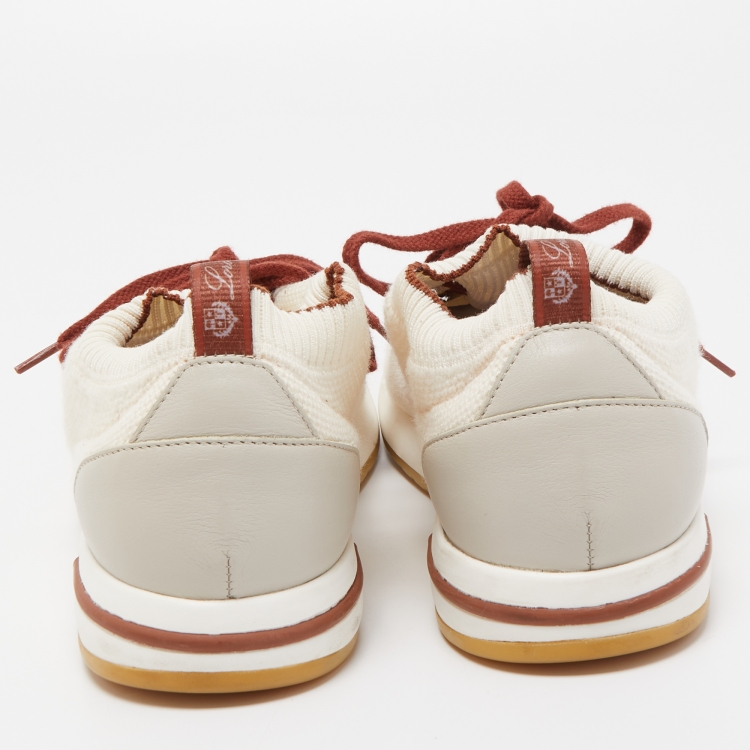 مملوكة مسبقًا Loro Piana Cream Knit Fabric 360 Flexy Walk Sneakers Size 41