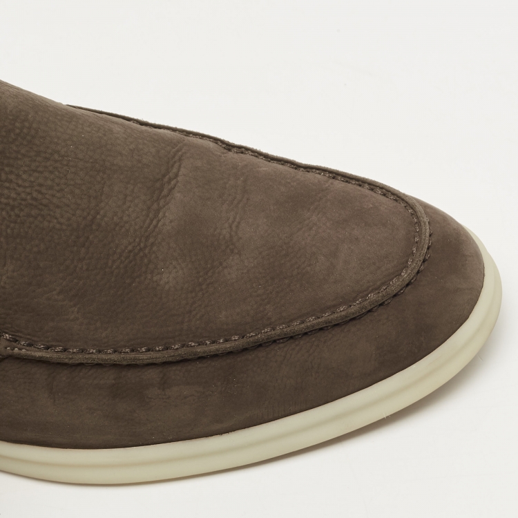 Pre Owned Loro Piana Brown Nubuck Summer Walk Loafers Size 40