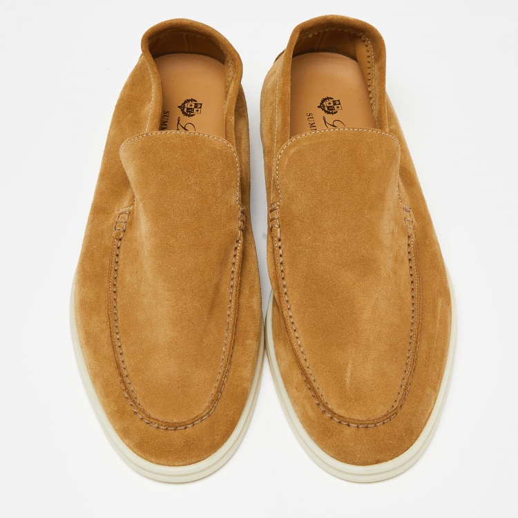Pre Owned Loro Piana Beige Nubuck Summer Walk Loafers Size 42