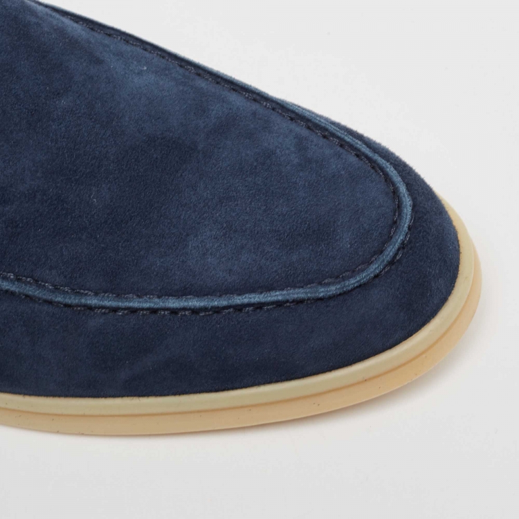 Pre Owned Loro Piana Navy Blue Suede  Summer Walk Loafers Size 40
