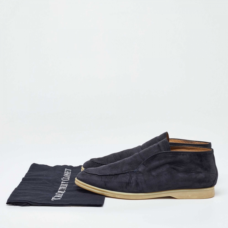Pre Owned Loro Piana Blue Suede Open Walk Chukka Boots Size 45