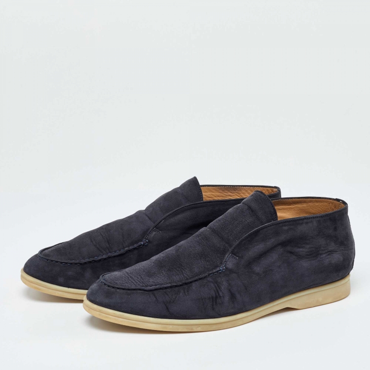 Pre Owned Loro Piana Blue Suede Open Walk Chukka Boots Size 45