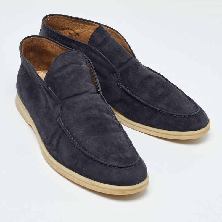 Pre Owned Loro Piana Blue Suede Open Walk Chukka Boots Size 45
