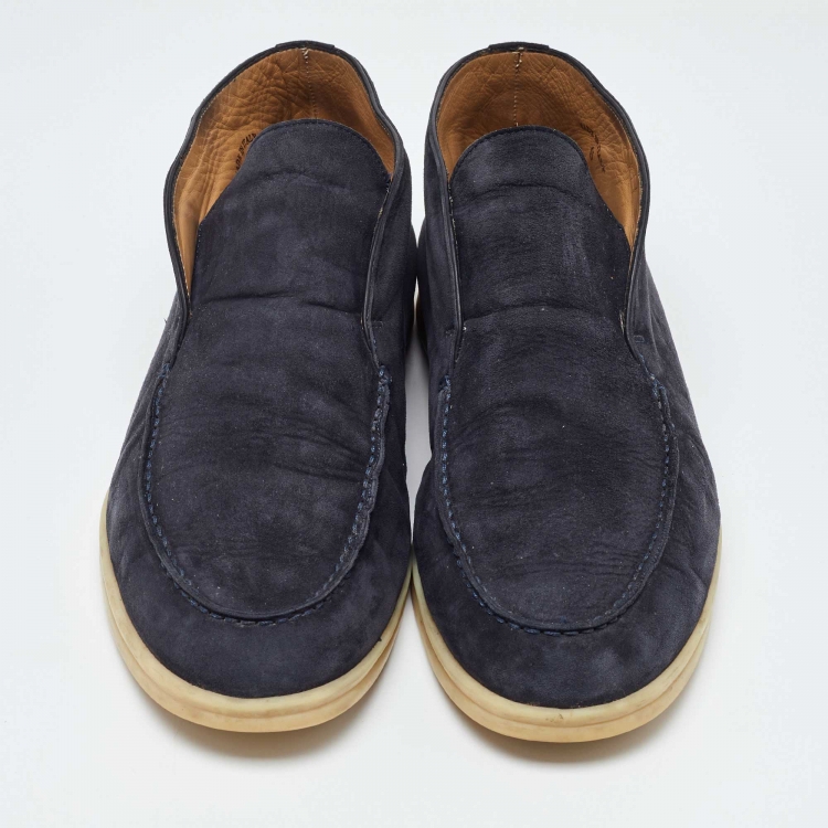 Pre Owned Loro Piana Blue Suede Open Walk Chukka Boots Size 45