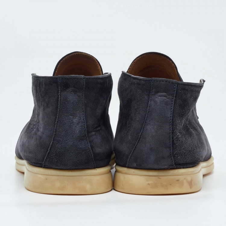 Pre Owned Loro Piana Blue Suede Open Walk Chukka Boots Size 45