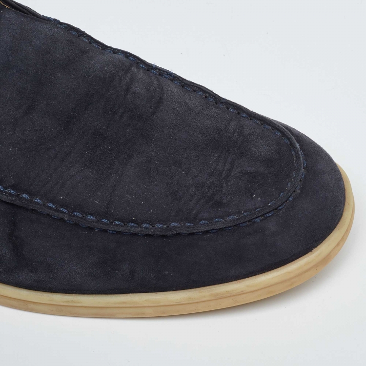 Pre Owned Loro Piana Blue Suede Open Walk Chukka Boots Size 45